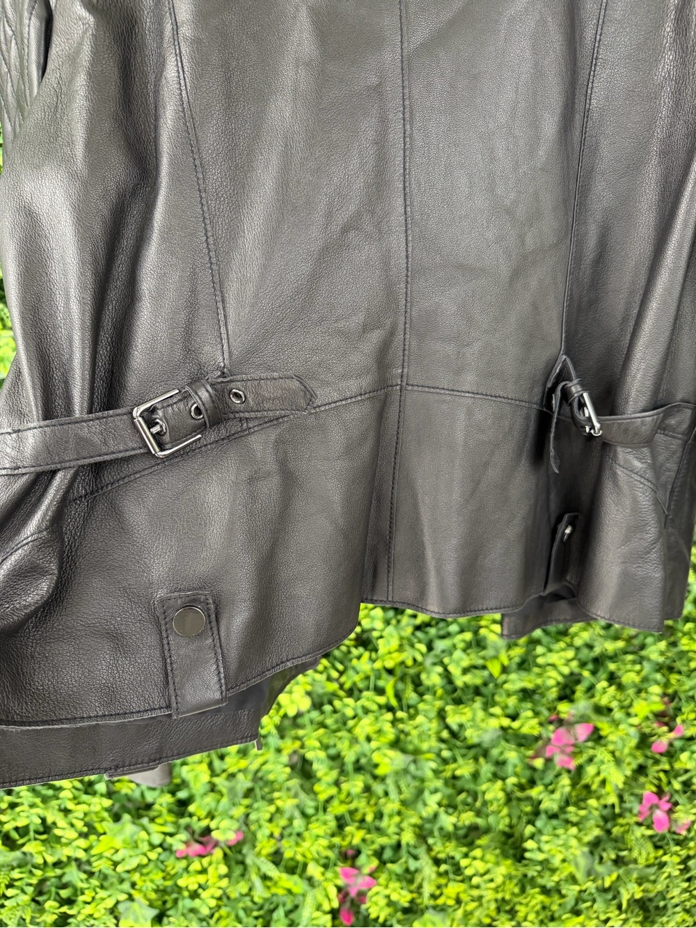 WORTH New York 100% Genuine Leather Quilted Moto Jacket Black Size 16 - Picture 11 of 12